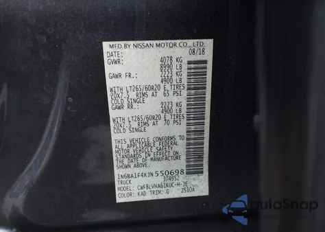 2018 Nissan Titan Xd Sl Diesel from USA, damaged, VIN 1N6BA1F4XJN550698